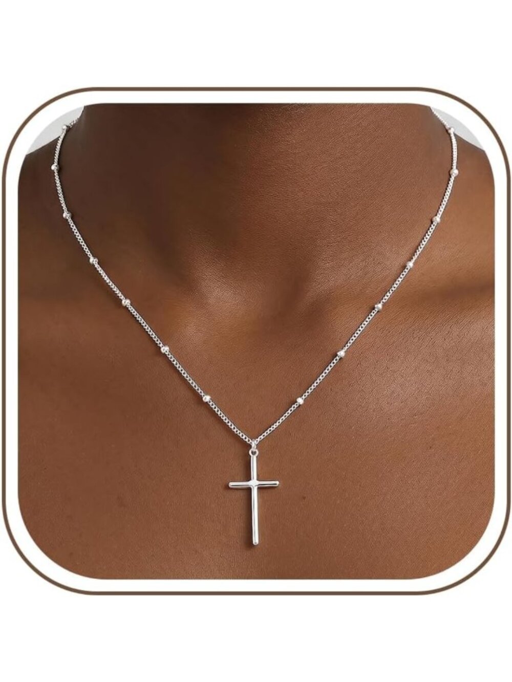 Dainty 925 Sterling Silver Cross Necklace for Women, Elegant Religious Jewelry